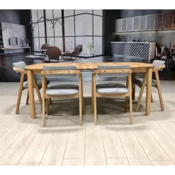 Table à manger ronde extensible en bois massif de chêne Victoria - VESKOR