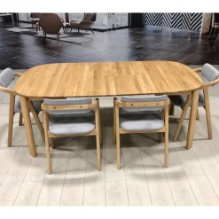 Table à manger ronde extensible en bois massif de chêne Victoria - VESKOR