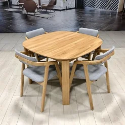Table à manger ronde extensible en bois massif de chêne Victoria - VESKOR