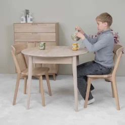 Table à manger ronde extensible en chêne massif Escandi 3 - NordicStory