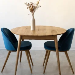 Table à manger ronde extensible en chêne massif Escandi 3 - NordicStory