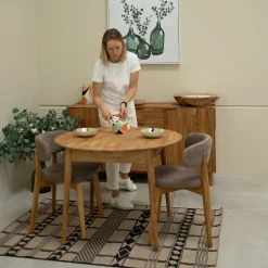 Table à manger ronde extensible en chêne massif Escandi 3 - NordicStory