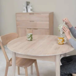 Table à manger ronde extensible en chêne massif Escandi 3 - NordicStory
