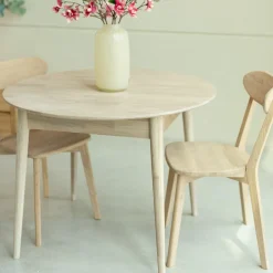 Table à manger ronde extensible en chêne massif Escandi 3 - NordicStory