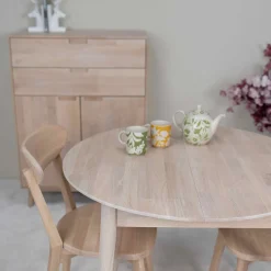 Table à manger ronde extensible en chêne massif Escandi 3 - NordicStory
