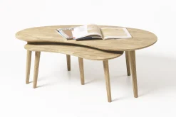 Table basse gigogne en bois massif de chêne Escandi - NordicStory