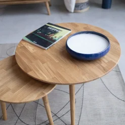 Table basse gigogne en bois massif de chêne Malmo - VESKOR